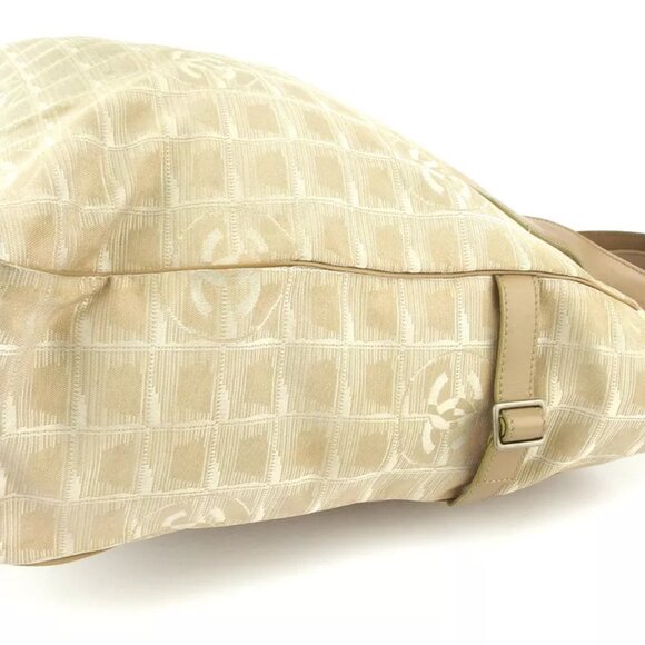 CHANEL tote bag New Travel line beige nylon jacquard ?~ leather used T19138 - Picture 6 of 9